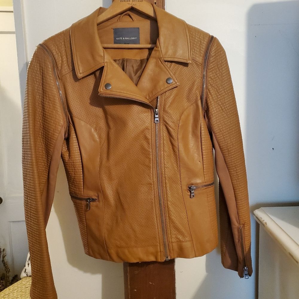 Faux leather jacket in cognac med